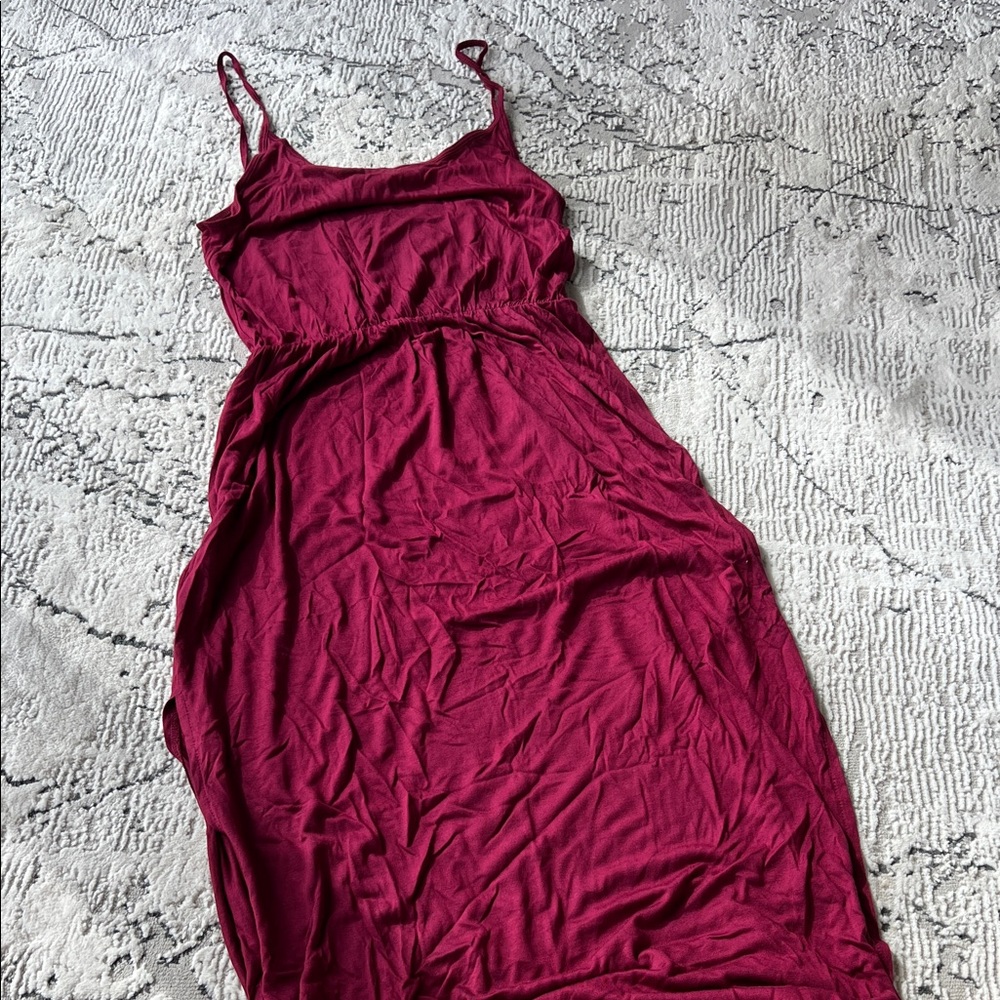 H&M Burgundy Maxi Dress with Spaghetti Straps